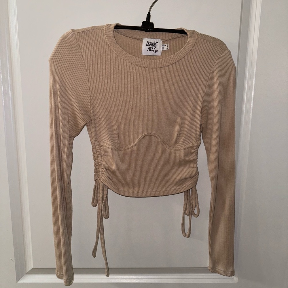 Princess Polly tan crop long sleeve